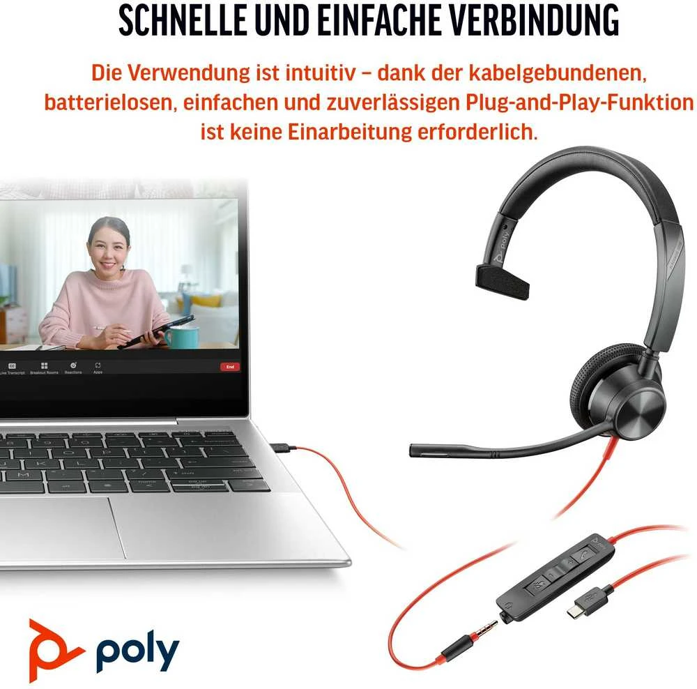 HP Poly 3315 ausinės su laidiniu valdymo pultu