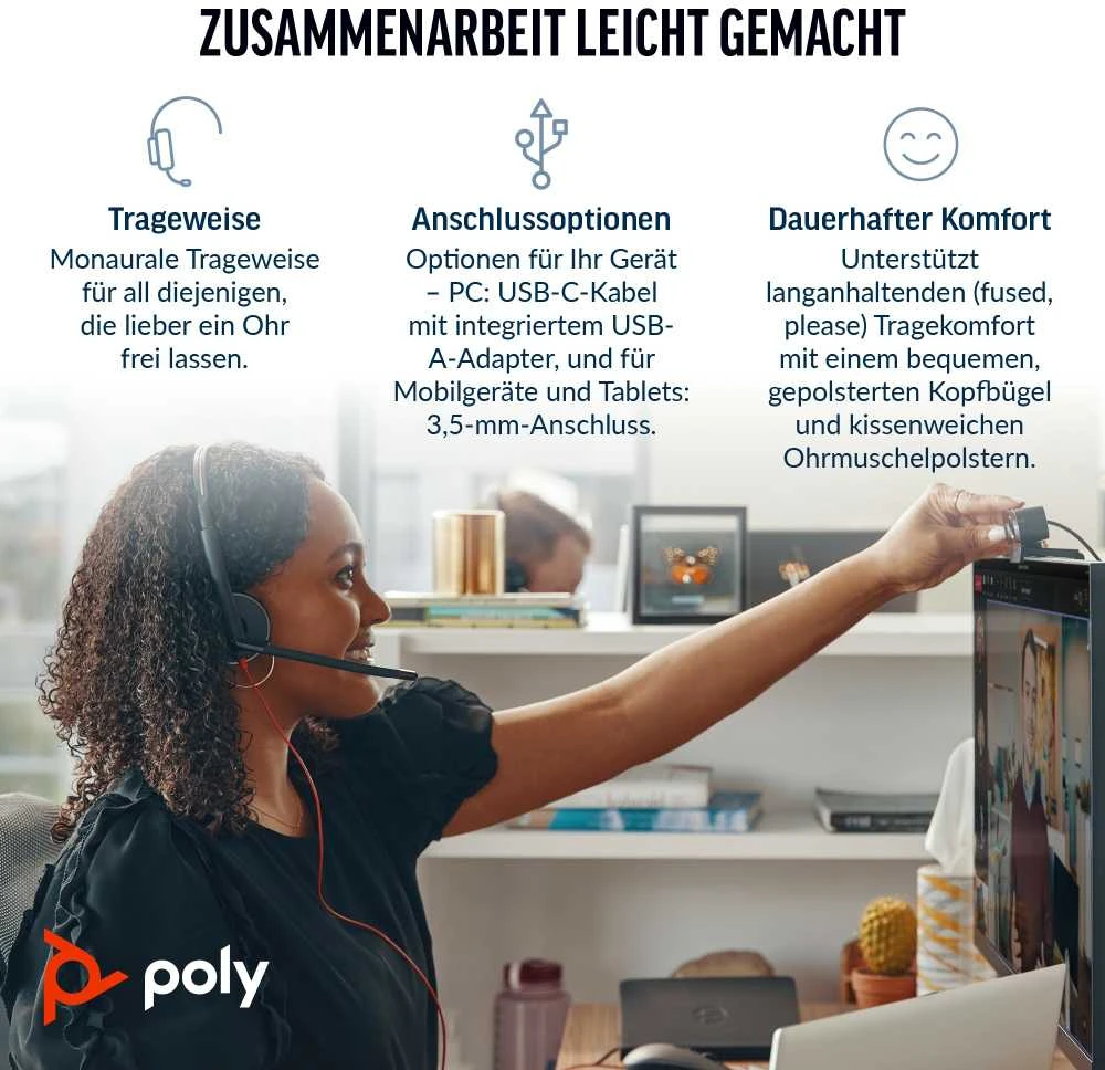 Ausinės Hewlett Packard (HP) POLY BW 3315 -M USB-C HS - +USB-C/A