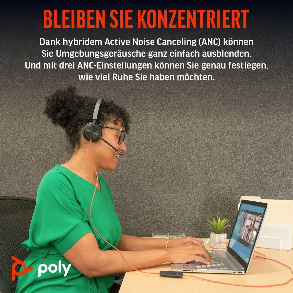 Hewlett Packard (HP) HP Poly Blackwire 8225 stereofoninis Microsoft Teams sertifikuotas USB-C Ausinės +USB-C/A adapteris
