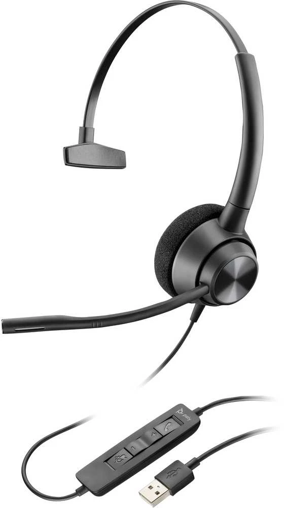 Hewlett Packard (HP) HP Poly „Poly EncorePro 310“ monauralinės TAA ausinės su „USB-A“ tipo jungtimi