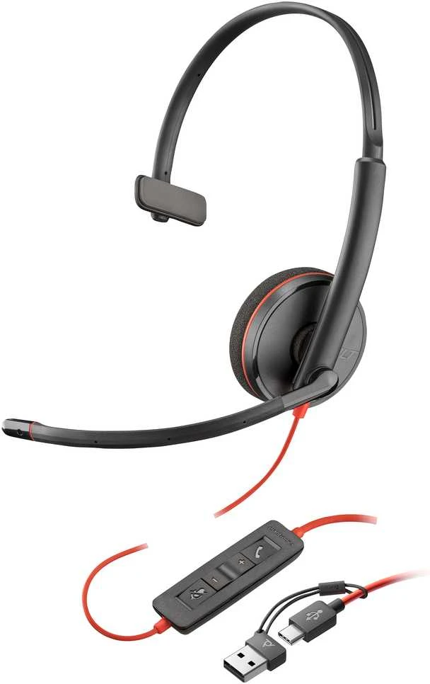 Hewlett Packard (HP) HP „Poly Blackwire 3225“ stereo USB-C ausinės + 3,5 mm kištukas + USB-C/A adapteris (didmeninė prekyba) (209747-201/209751-201)