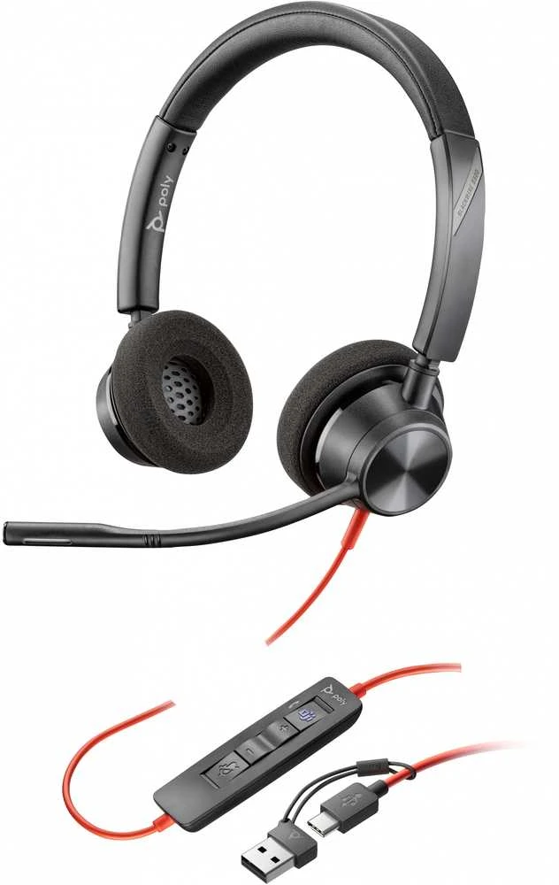Hewlett Packard (HP) HP Poly Blackwire 3320 stereofoninis Microsoft Teams sertifikuotas USB-C Ausinės +USB-C/A adapteris