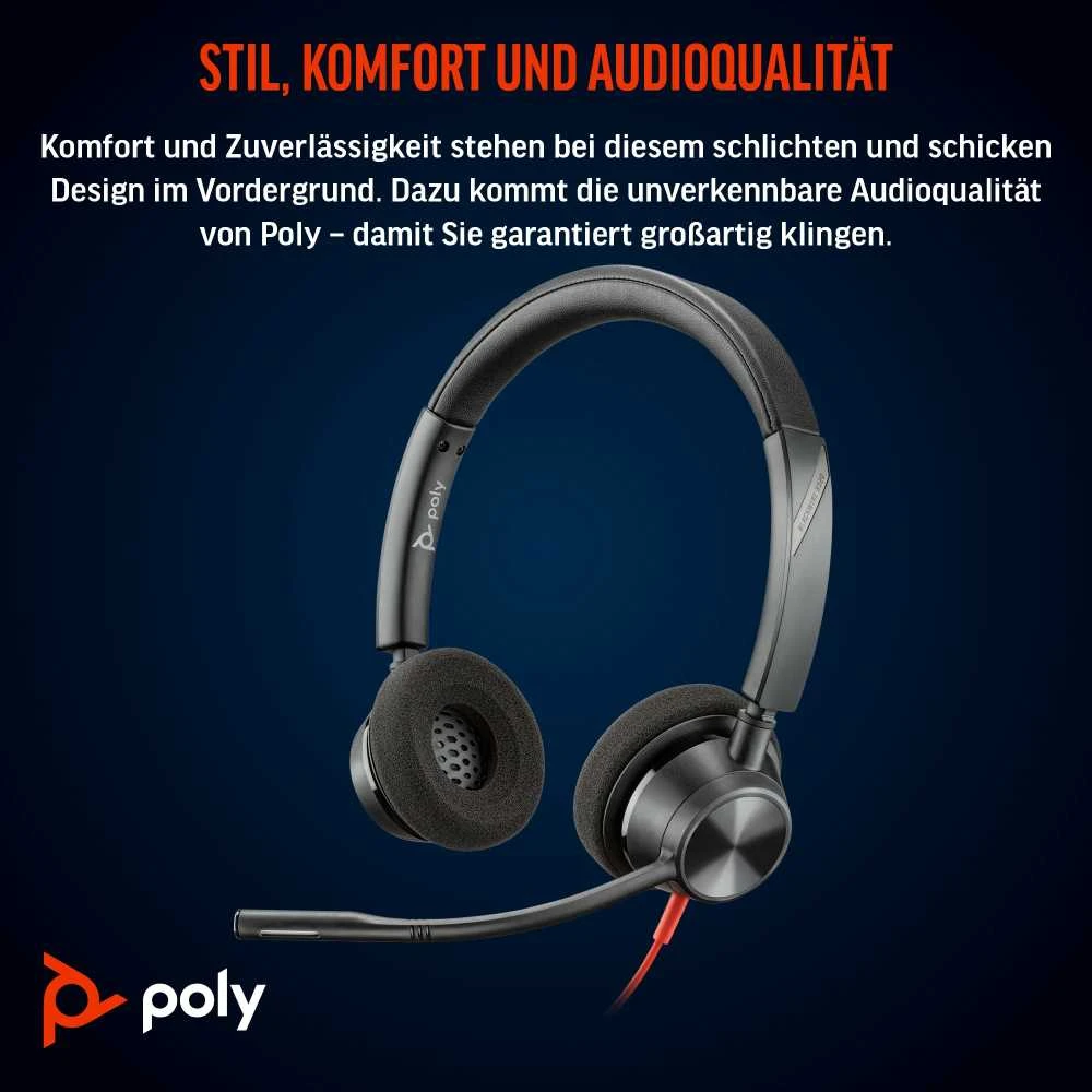Poly Blackwire 3320 laidinės ausinės su mikrofonu