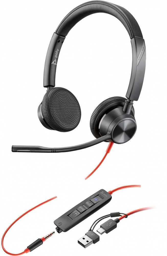 „Hewlett Packard“ (HP) „HP Poly Blackwire 3325“ stereofoninis „Microsoft Teams“ sertifikuotas USB-C Ausinės +3,5 mm kištukas + USB-C/A adapteris