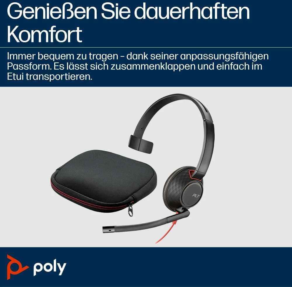 Poly Blackwire 5210 ausinės su transportavimo dėklu