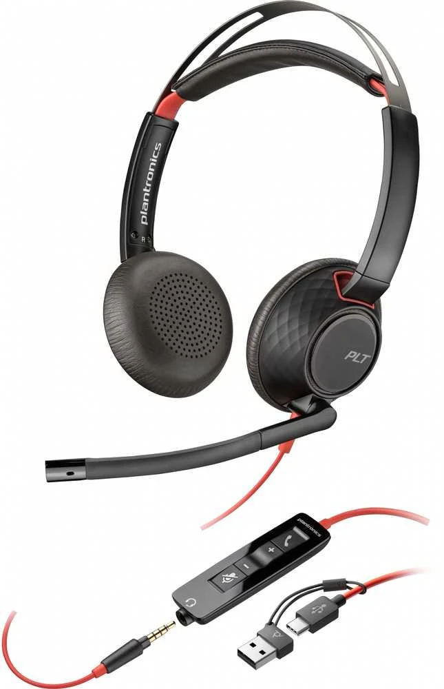 HP Poly Blackwire 5220 Stereo USB-C Ausinės +3.5mm Plug +USB-C/A Adapteris