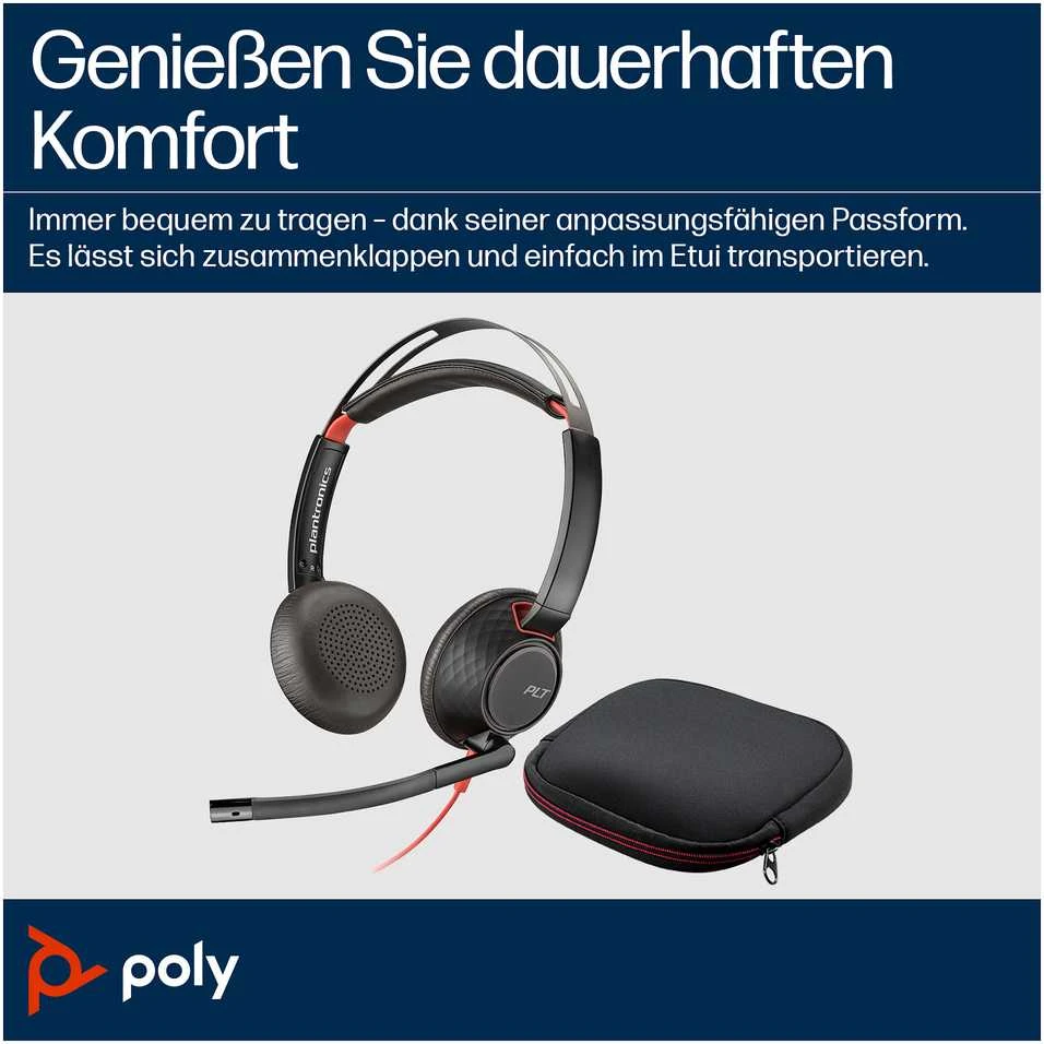 HP Poly Blackwire 5220 Stereo USB-C Ausinės +3.5mm Plug +USB-C/A Adapteris
