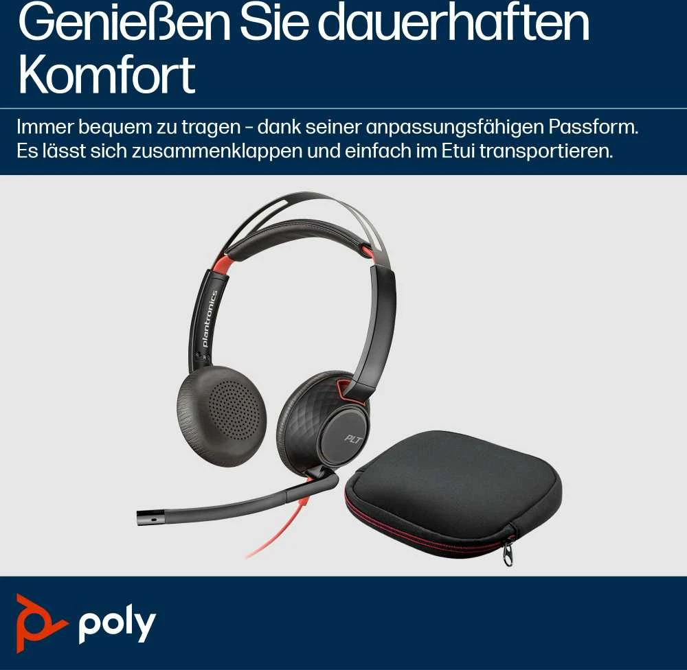 Hewlett Packard (HP) Poly Blackwire 5220 Stereo USB-C Ausinės +3.5mm Plug +USB-C/A Adapteris (207576-201)