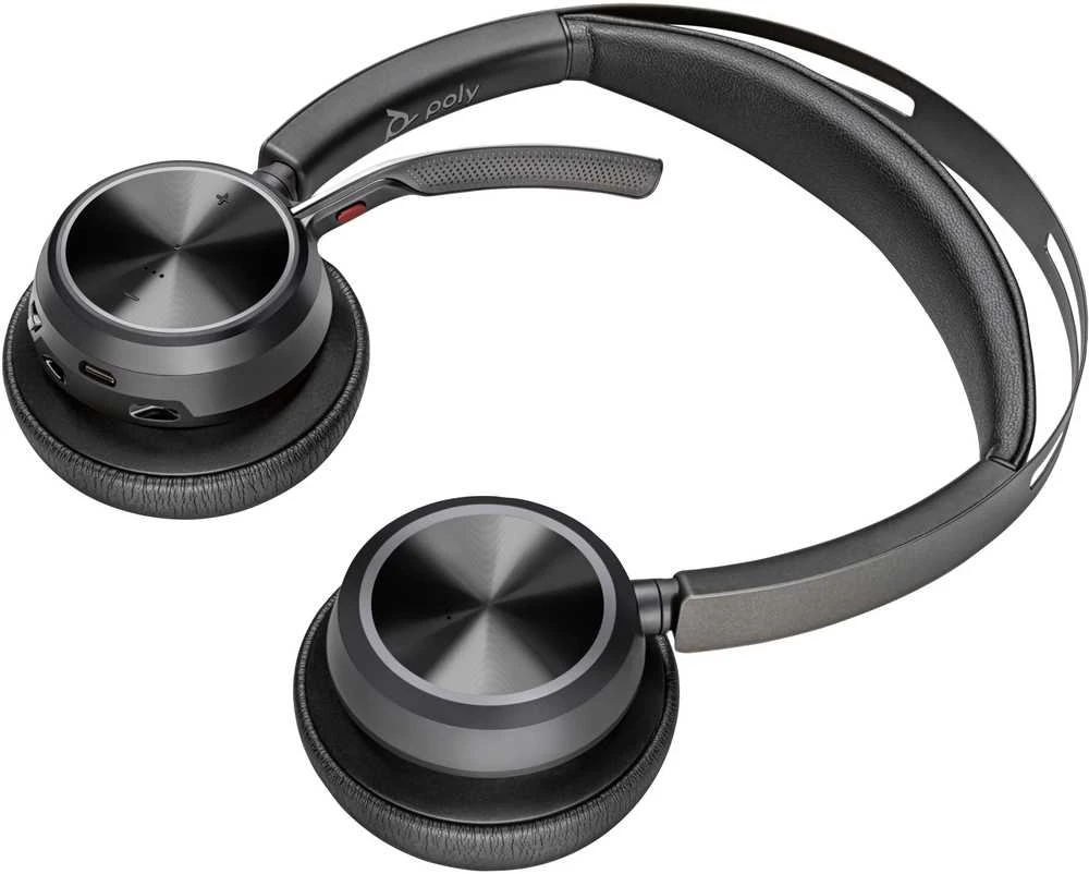 Poly Voyager Focus 2 Belaidės ausinės, Bluetooth, BT700 USB-C Adapteris, USB-C/A Adapteris, Juoda
