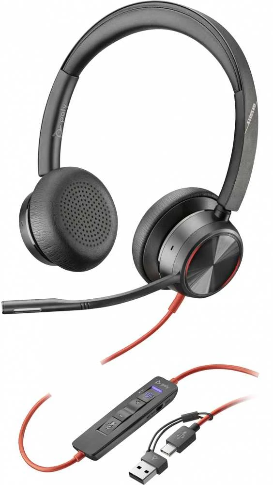 Hewlett Packard (HP) HP Poly Blackwire 8225 stereofoninis Microsoft Teams sertifikuotas USB-C Ausinės +USB-C/A adapteris