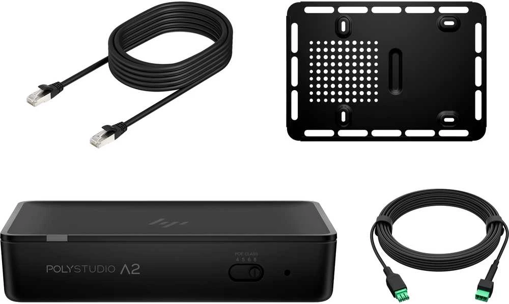 HP POLY Studio A2 garso tiltelis su Cat6a ir mikrofono prailginimo kabeliu bei B22x2AA#AC3 tvirtinimo plokšte