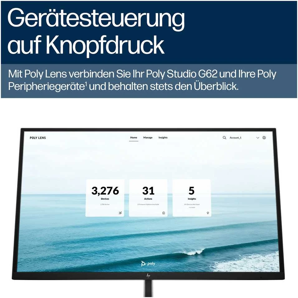 HP POLY „Studio G62“ vaizdo konferencijų sistema su A01KCAA montavimo plokščių komplektu