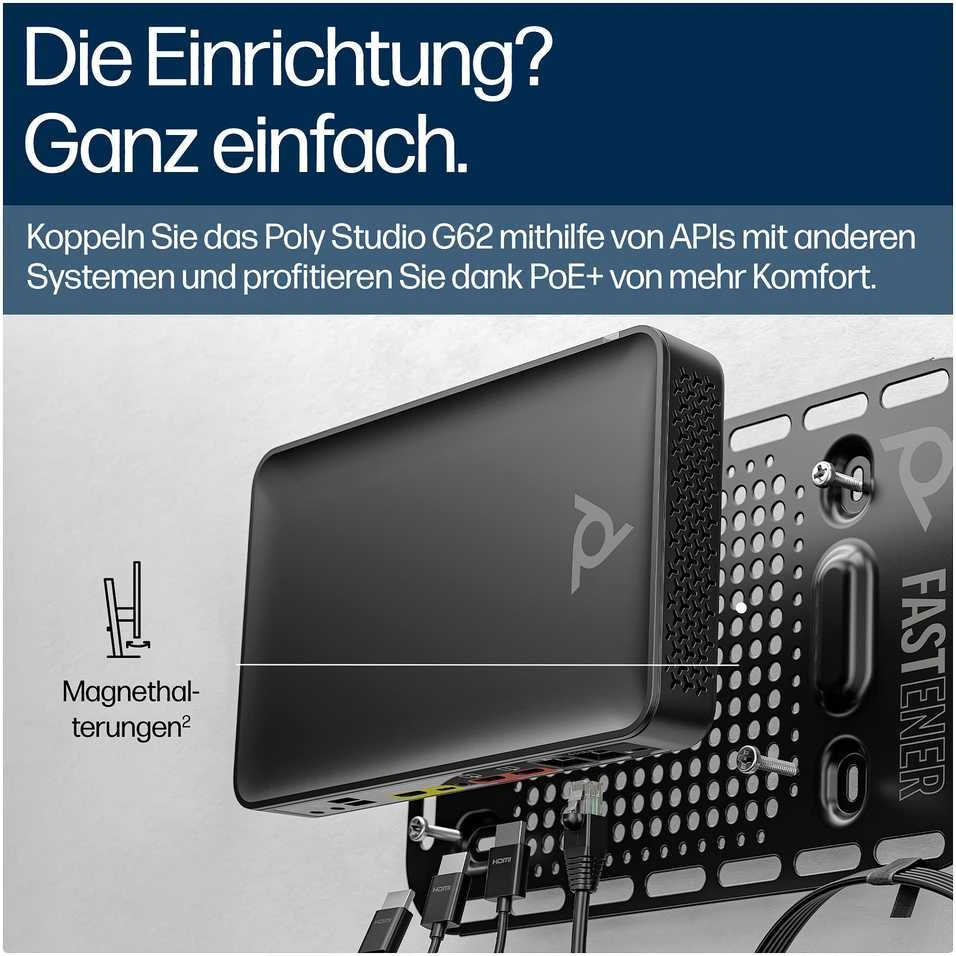 HP POLY „Studio G62“ vaizdo konferencijų sistema su A01KCAA montavimo plokščių komplektu