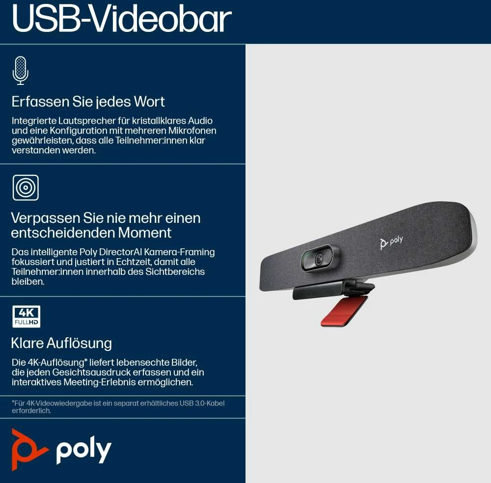 Hewlett Packard (HP) HP Poly Studio R30 USB vaizdo juosta-EURO