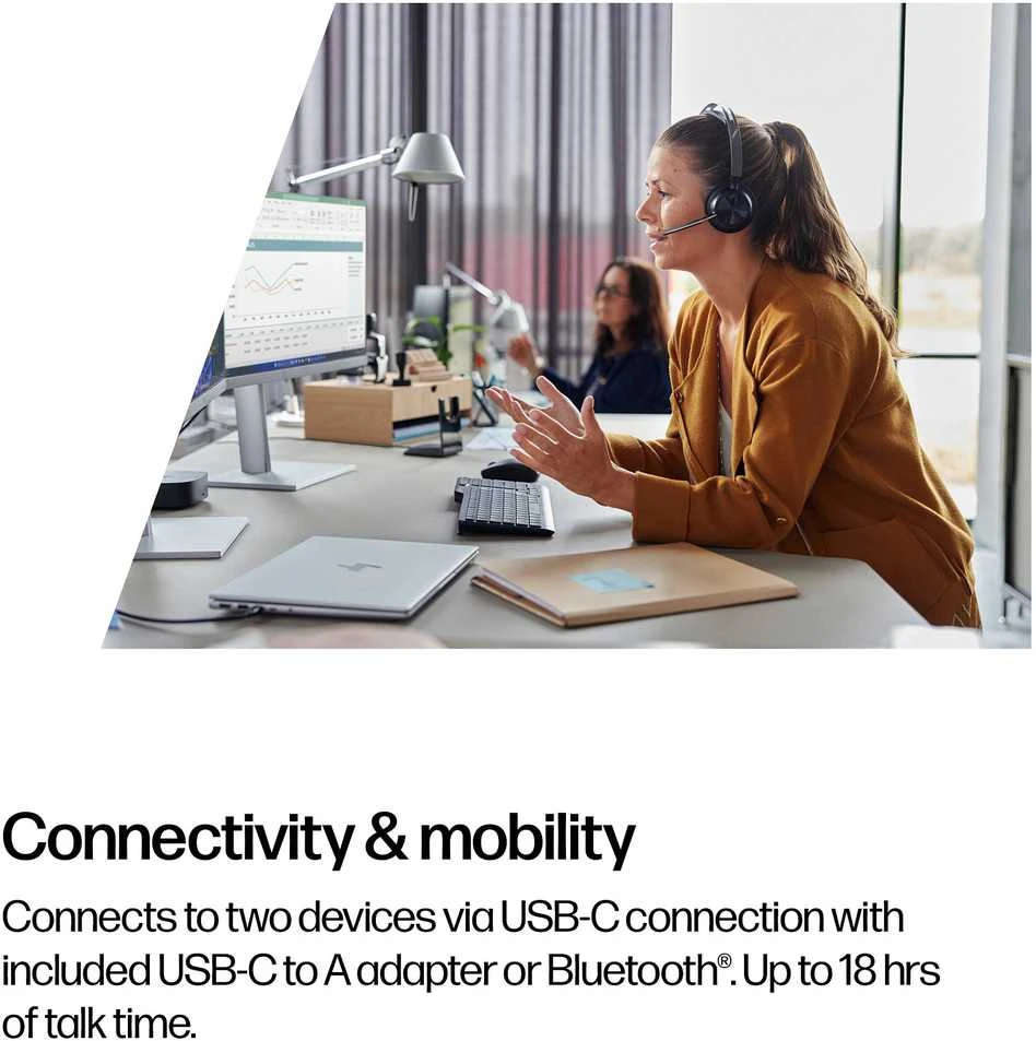 HP Poly Voyager Focus 2-M USB-C-C Ausinės USB-C/A Adapteris Charging Stovas
