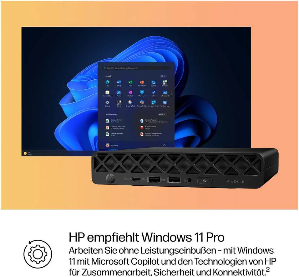 Stacionarus kompiuteris HP PRODESK 4 MINI G1I U7-265T - 16G 512G W11P WIFI6E USB-C 100W