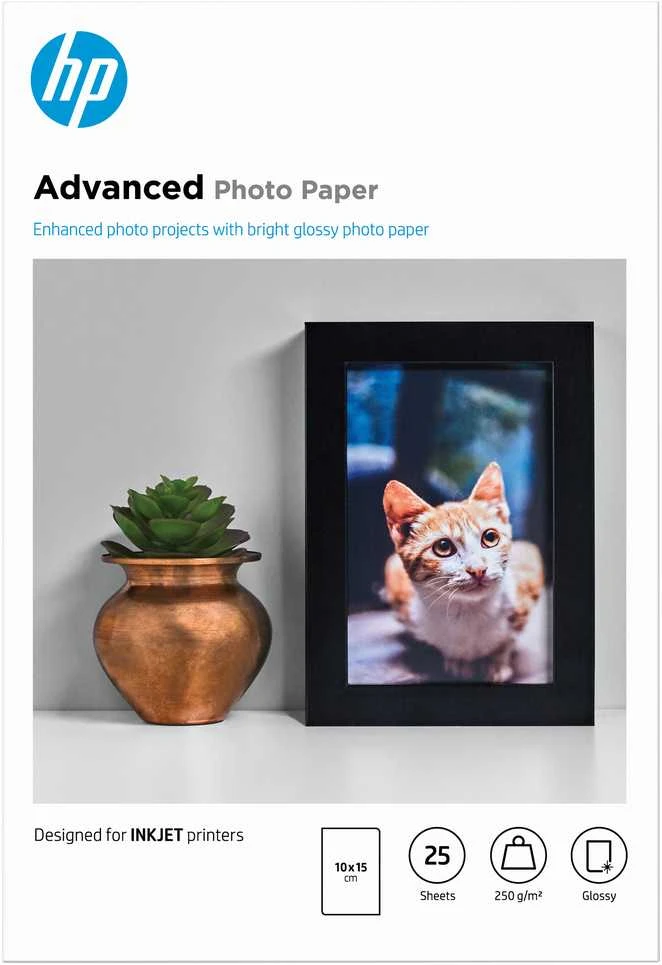 Hewlett Packard (HP) HP Advanced Photo Paper blizgus 25 lapų 10x15 cm be paraščių