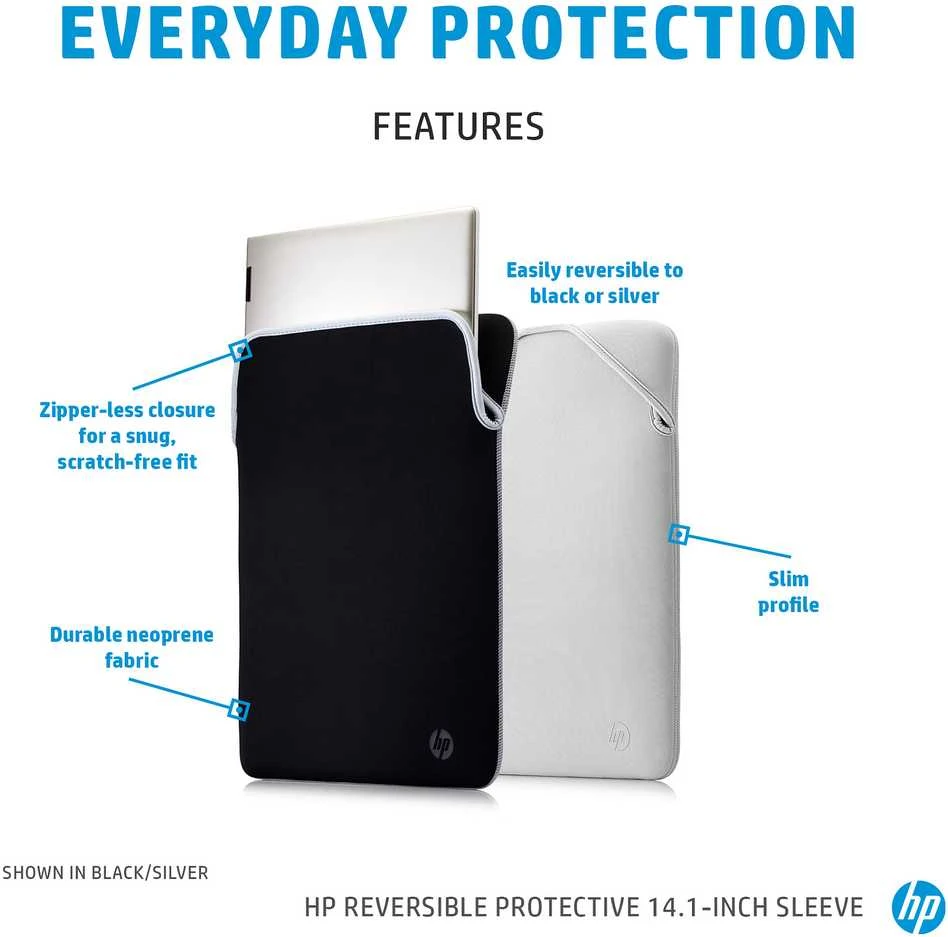 Hewlett Packard (HP) HP 14 Reversible Sleeve, Sanitizable - Juodas, Mėlyna