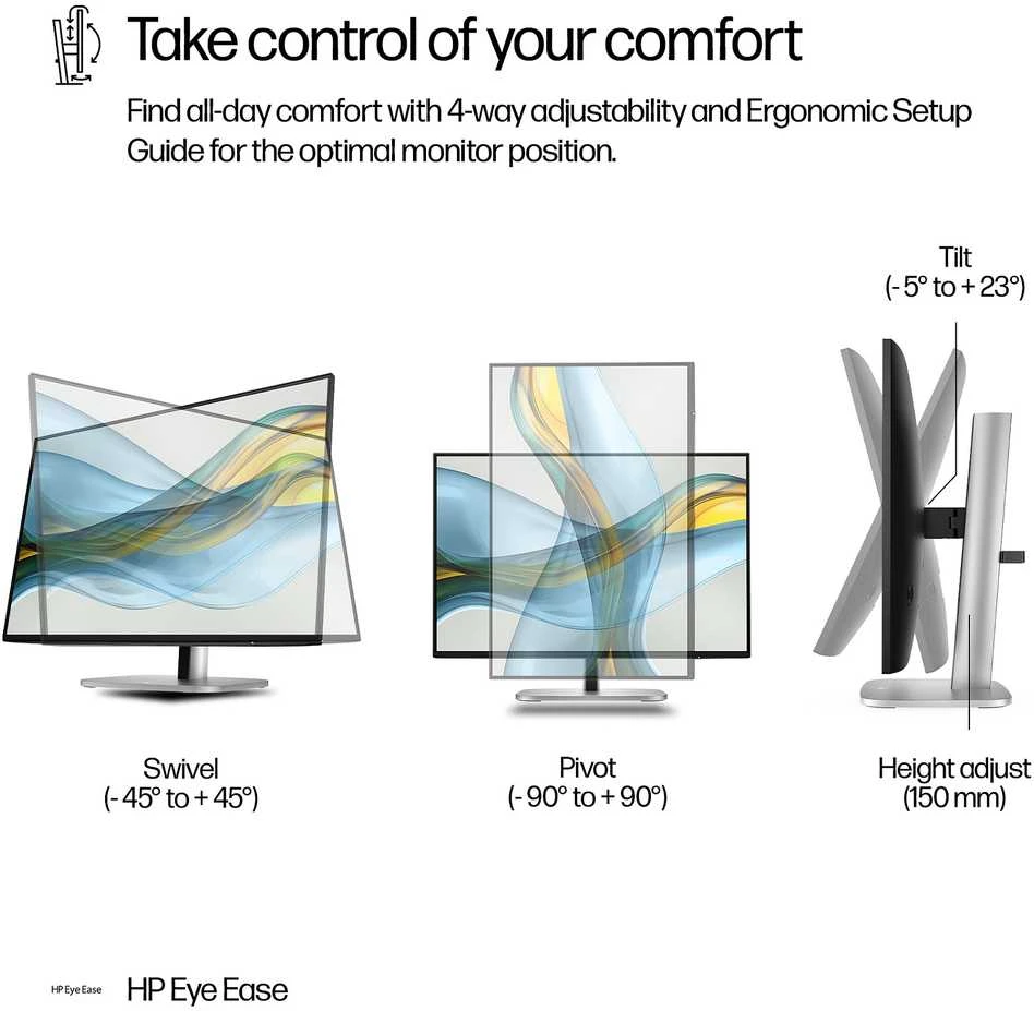 HP 524pn Series 5 Pro WUXGA monitorius – 24 colių 1920x1200 WUXGA 350 nitų 100Hz AG, IPS, HDMI/DisplayPort, 4x USB-A, reguliuojamas aukštis / pakreipimas / pasukamas / sukamas, 3 metai (pakeičia E24i G4) (Pažeista pakuotė)