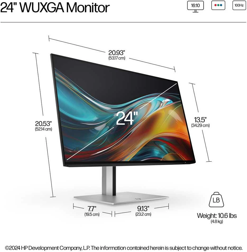 Monitorius Hewlett Packard (HP) HP 724pn Series 7 Pro/61 cm/IPS/ WUXGA (1920 x 1200)/100 Hz/350 nits