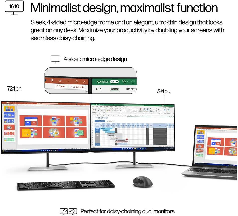 Monitorius Hewlett Packard (HP) HP 724pn Series 7 Pro/61 cm/IPS/ WUXGA (1920 x 1200)/100 Hz/350 nits