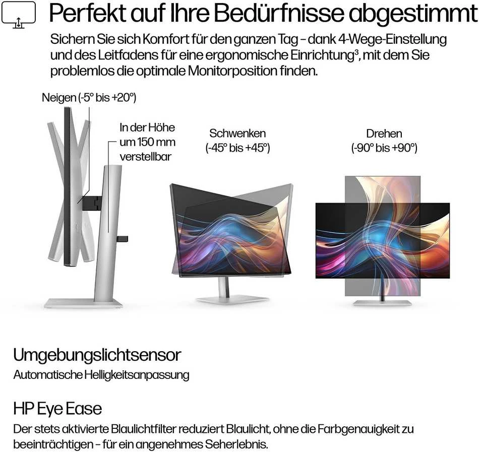 HP 727pq Series 7 Pro QHD monitorius - 27" 2560x1440 QHD 400-nit 120Hz AG, IPS Juodas HDR 400, USB-C(15W)/HDMI/DisplayPort Daisy-Chain, 3x USB-A, reguliuojamas aukštis/pivot/ti , 3 metai (pakeičia Z27q G3)