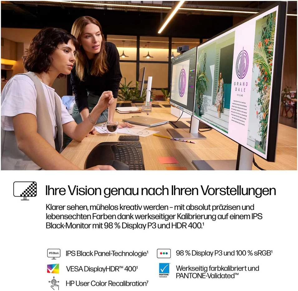 HP 727pq Series 7 Pro QHD monitorius - 27" 2560x1440 QHD 400-nit 120Hz AG, IPS Juodas HDR 400, USB-C(15W)/HDMI/DisplayPort Daisy-Chain, 3x USB-A, reguliuojamas aukštis/pivot/ti , 3 metai (pakeičia Z27q G3)