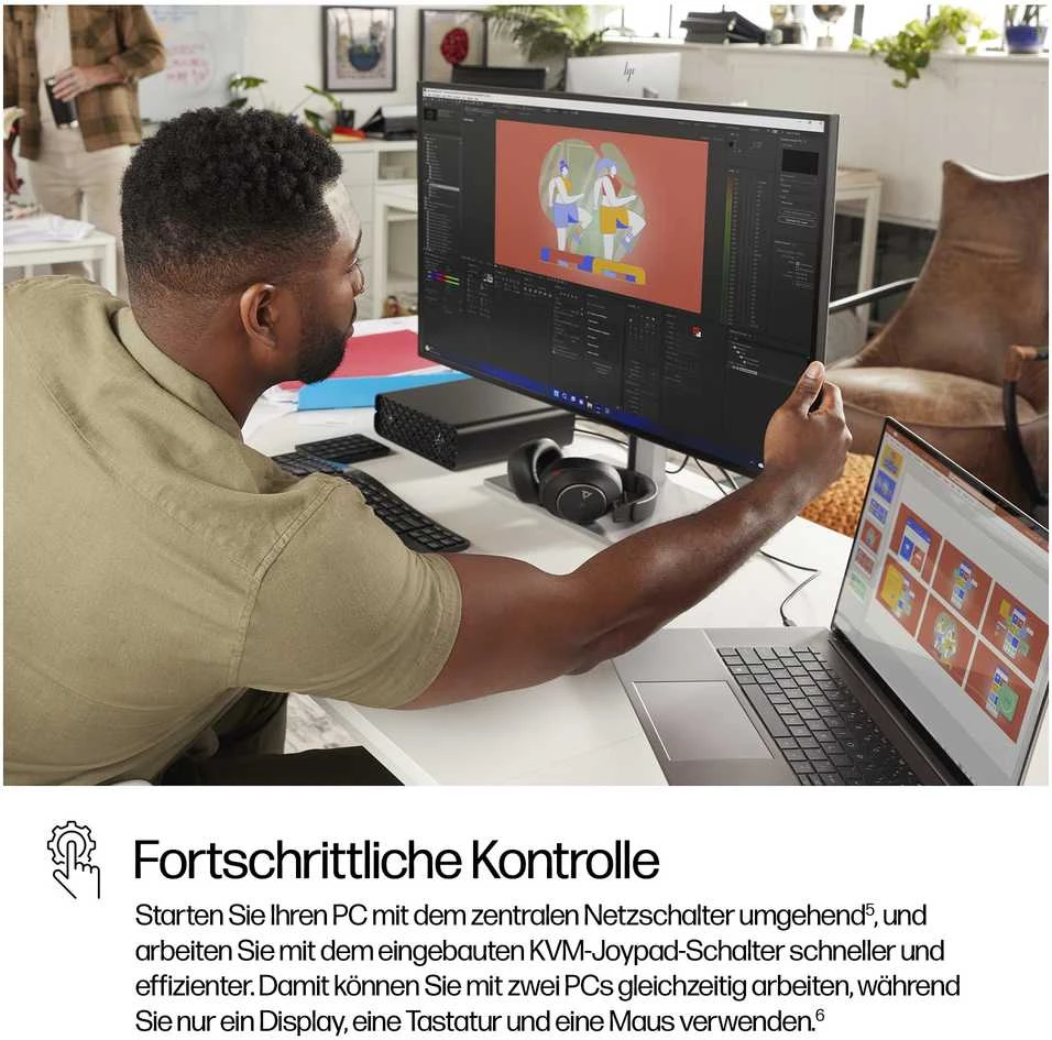 Hewlett Packard (HP) HP 732pk Series 7 Pro 4K TB4 įkrovimo monitorius - 31.5" 3840x2160 UHD 400 nitų 60Hz AG, IPS Juodas HDR 400, USB-C (100W/15W)/HDMI/DisplayPort Daisy-Chain, 4x USB-A, RJ-45 LAN, reguliuojamo aukščio/pakreipimo/pasukimo/sukimosi, 3 metai (pakeičia Z32k G3)