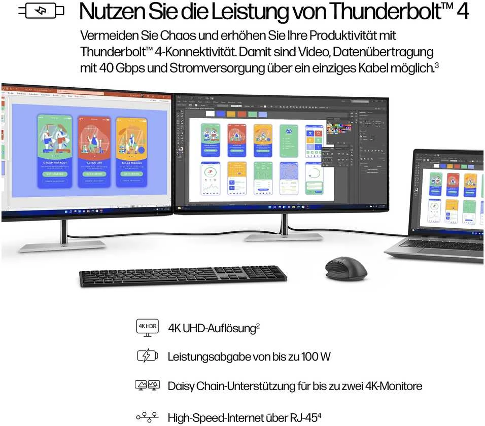 Hewlett Packard (HP) HP 732pk Series 7 Pro 4K TB4 įkrovimo monitorius - 31.5" 3840x2160 UHD 400 nitų 60Hz AG, IPS Juodas HDR 400, USB-C (100W/15W)/HDMI/DisplayPort Daisy-Chain, 4x USB-A, RJ-45 LAN, reguliuojamo aukščio/pakreipimo/pasukimo/sukimosi, 3 metai (pakeičia Z32k G3)