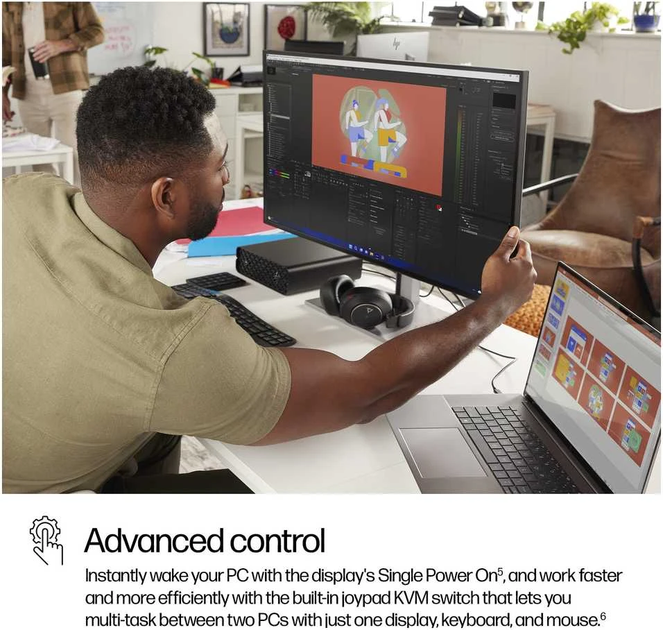 Hewlett Packard (HP) HP 732pk Series 7 Pro 4K TB4 įkrovimo monitorius - 31.5" 3840x2160 UHD 400 nitų 60Hz AG, IPS Juodas HDR 400, USB-C (100W/15W)/HDMI/DisplayPort Daisy-Chain, 4x USB-A, RJ-45 LAN, reguliuojamo aukščio/pakreipimo/pasukimo/sukimosi, 3 metai (pakeičia Z32k G3)