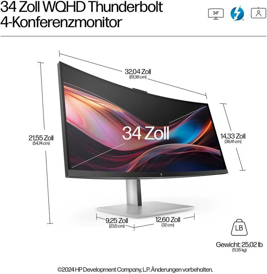 Hewlett Packard (HP) HP Series 7 Pro 734pm 34 colių WQHD konferencijų monitorius DP HDMI (EN)
