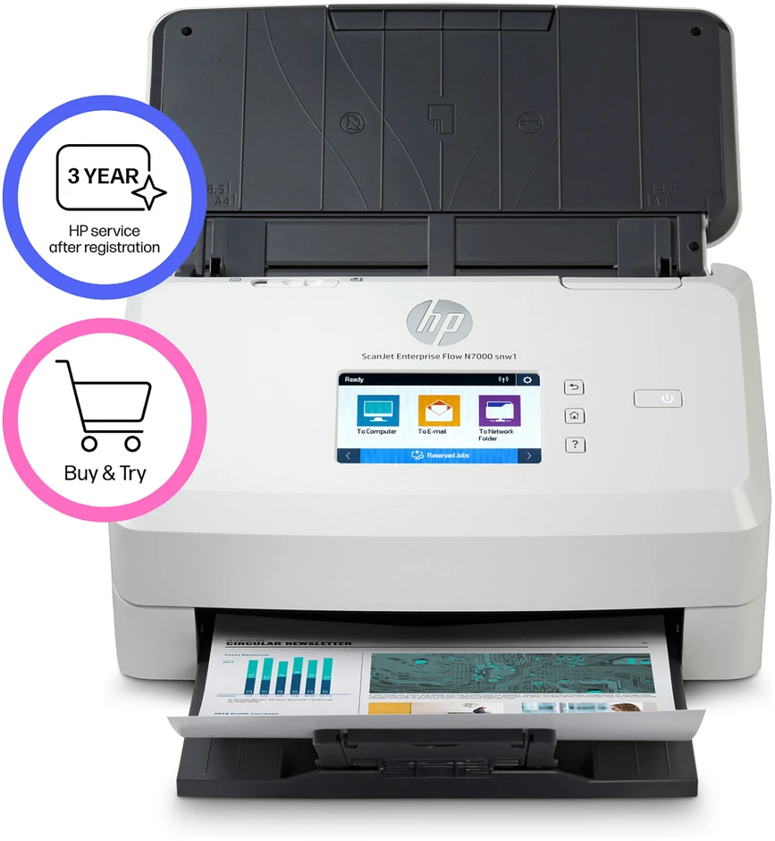 Hewlett Packard (HP) Skeneris HP Scanjet Enterprise Flow N7000 lapų tiekimo skaitytuvas