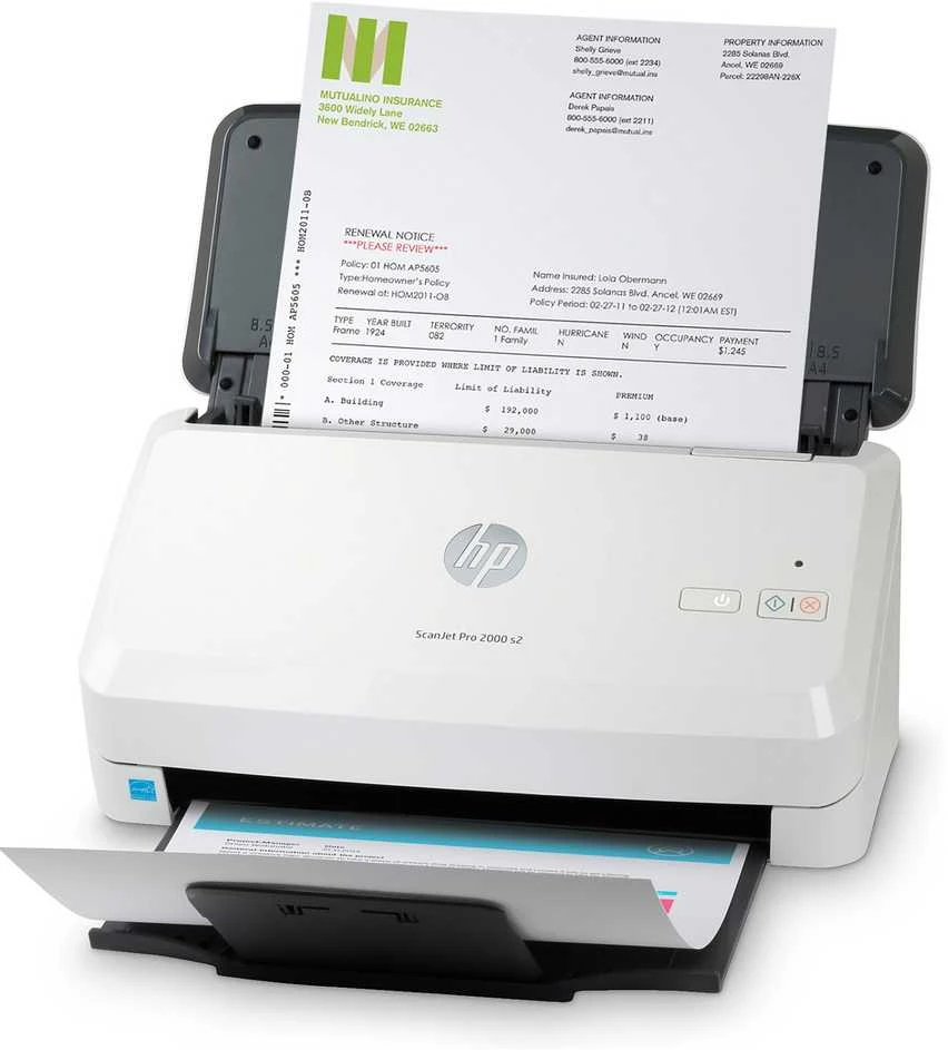Skeneris Hewlett Packard (HP) „HP ScanJet Pro 2000 s2“ skaitytuvas – A4 spalvotas 600 dpi, lapų tiekimo nuskaitymas, automatinis dokumentų tiektuvas, automatinis dvipusis, OCR / nuskaitymas į tekstą, 35 ppm, 3500 puslapių per dieną