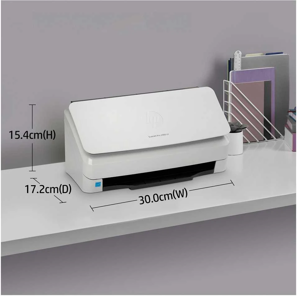 Skeneris Hewlett Packard (HP) „HP ScanJet Pro 2000 s2“ skaitytuvas – A4 spalvotas 600 dpi, lapų tiekimo nuskaitymas, automatinis dokumentų tiektuvas, automatinis dvipusis, OCR / nuskaitymas į tekstą, 35 ppm, 3500 puslapių per dieną