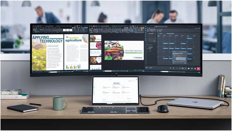 Monitorius Hewlett Packard (HP) HP LCD 549pm Conferencing 49",5120x1440,VA,400nit,4000:1,5ms,DP1.4,HDMI 2.0,4xUSB,2xUSB-C140W,cam,repro, RJ45
