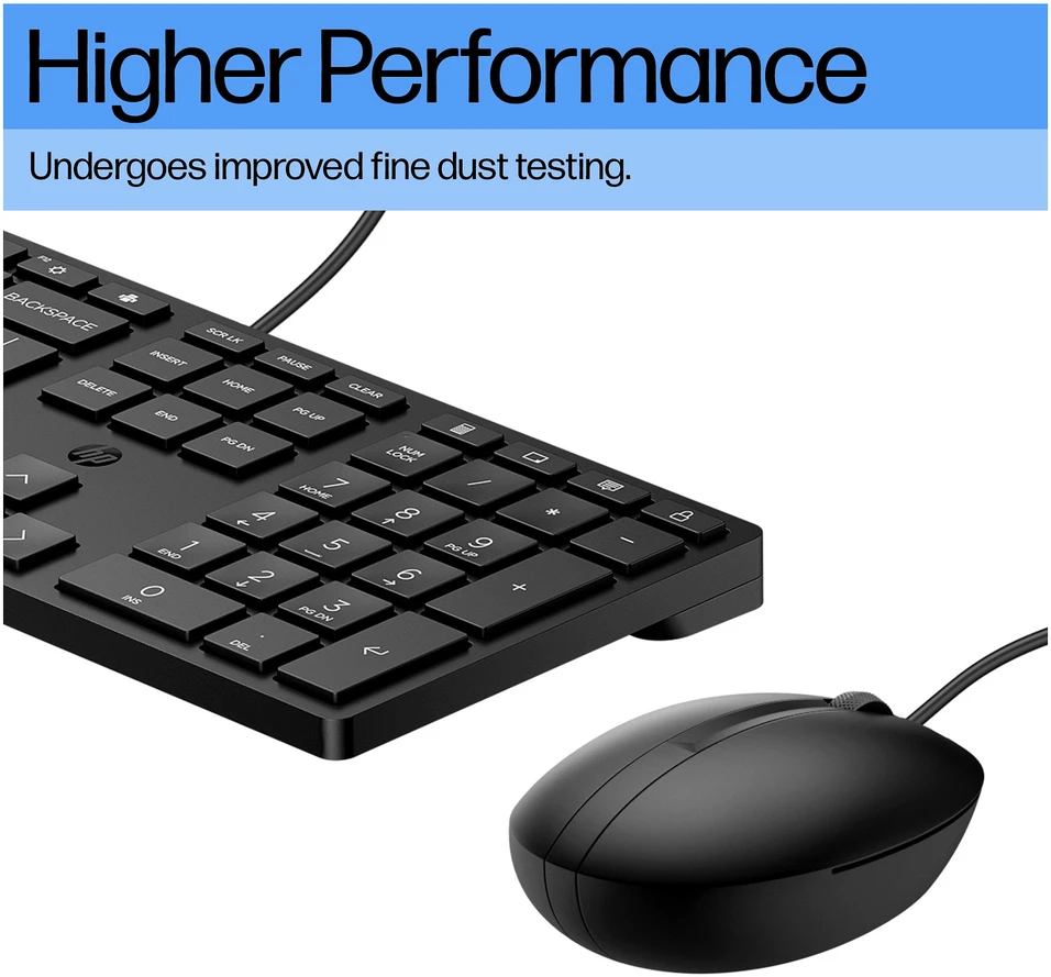HP 320MK USB su laidu Pelė Klaviatūra Combo, spill resistant – Juodas - US ENG
