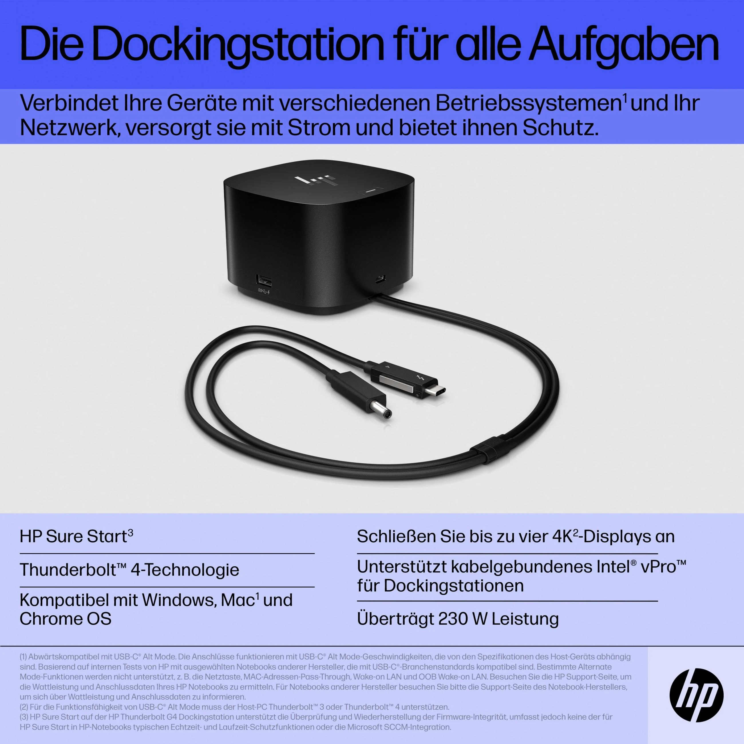 Hewlett Packard (HP) HP Thunderbolt 280W G4 dokas su kombinuotu kabeliu