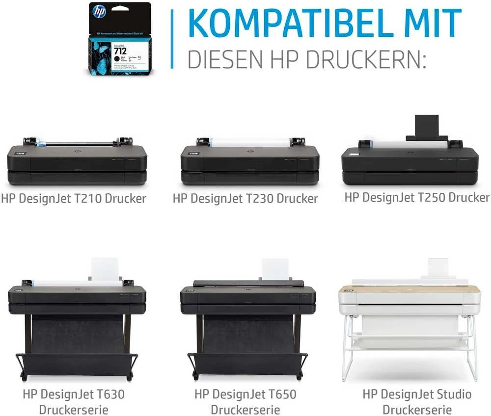 Hewlett Packard (HP) HP 712 29-ml Geltona DesignJet Ink Cartridge