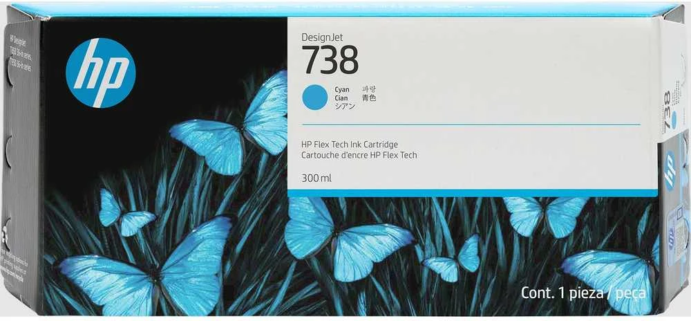 Hewlett Packard (HP) HP 738 (676M6A) Rašalinė kasetė, Žydra