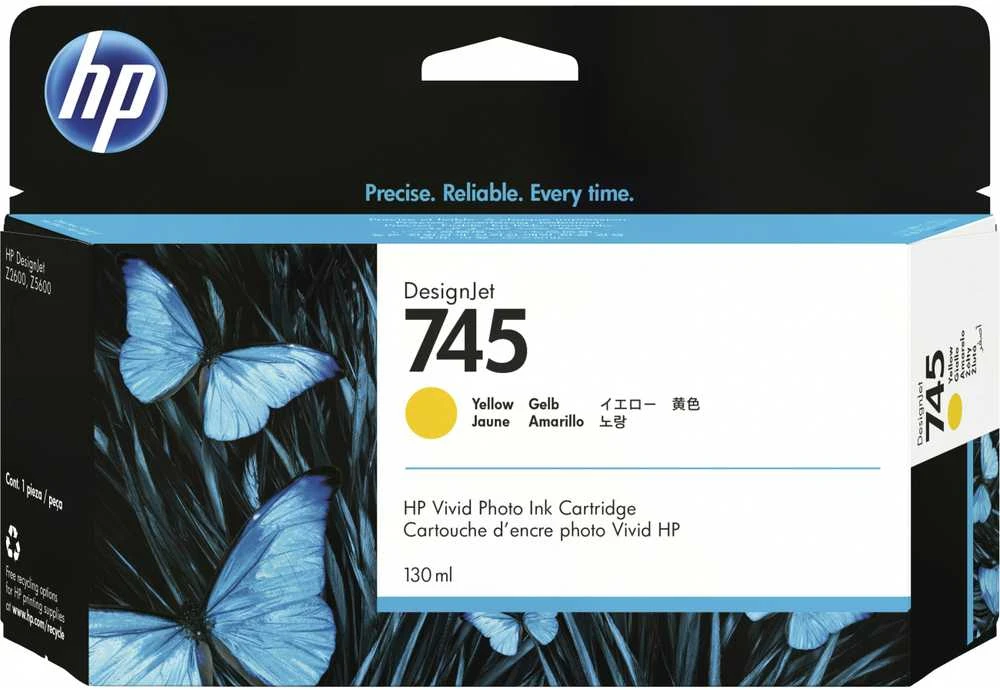 Hewlett Packard (HP) HP 745 130-ml DesignJet Geltona Ink Cartridge