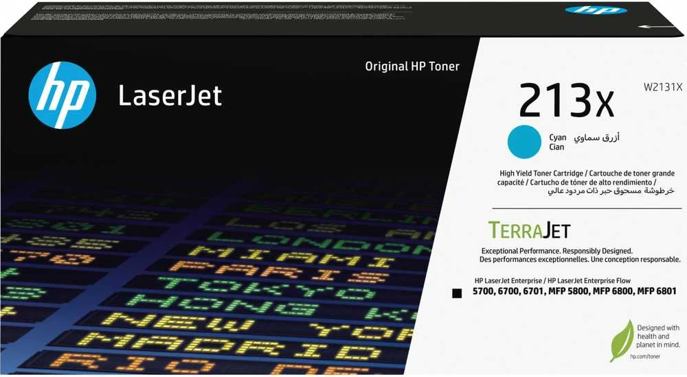 „Hewlett Packard“ (HP) HP 213X žalsvai mėlyna originali „LaserJet“ dažų kasetė
