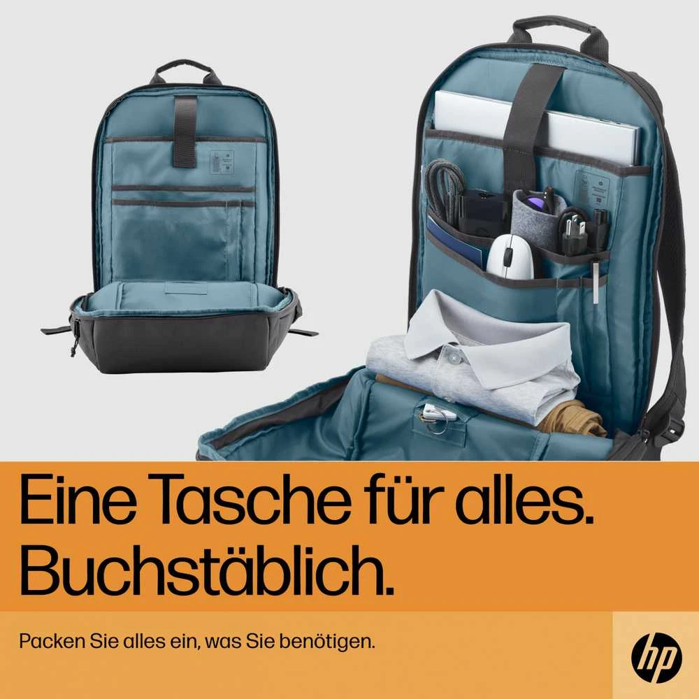Hewlett Packard (HP) HP kelioninė 15,6 colio kuprinė, 18 litrų talpa, „Bluetooth“ sekiklio kišenė – geležies pilka