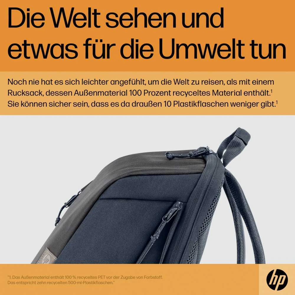 Hewlett Packard (HP) HP kelioninė 15,6 colio kuprinė, 18 litrų talpa, „Bluetooth“ sekiklio kišenė – geležies pilka