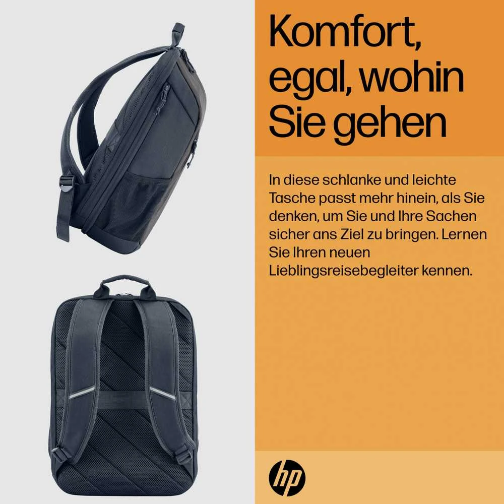 Hewlett Packard (HP) HP kelioninė 15,6 colio kuprinė, 18 litrų talpa, „Bluetooth“ sekiklio kišenė – geležies pilka