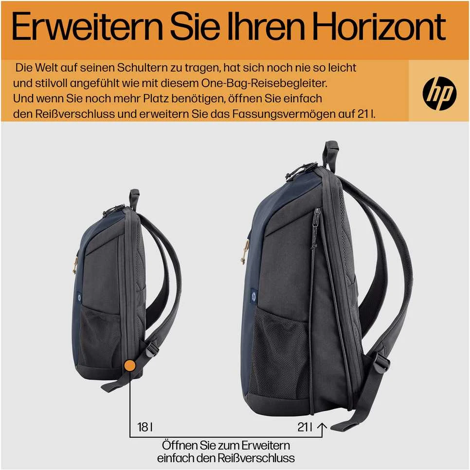 Hewlett Packard (HP) HP Travel 18 Liter 15.6 Pilkas Nešiojamas kompiuteris Backpack