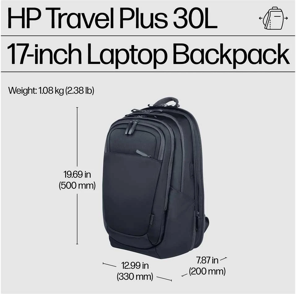 Hewlett Packard (HP) HP Travel Plus 30L 17-inch Nešiojamas kompiuteris Backpack