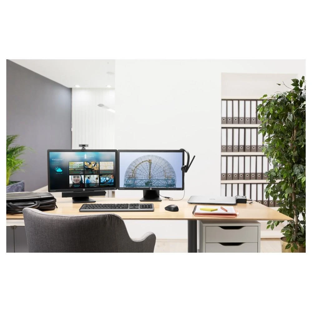 Hewlett Packard (HP) „HP UltraSlim“ prijungimo stotis 65 W – 4 x USB 3.0, 2 x DisplayPort 1.2, 1 x VGA, 1 x RJ-45, 1 x Linijinis įvestis, 1 x Linijinis išvestis