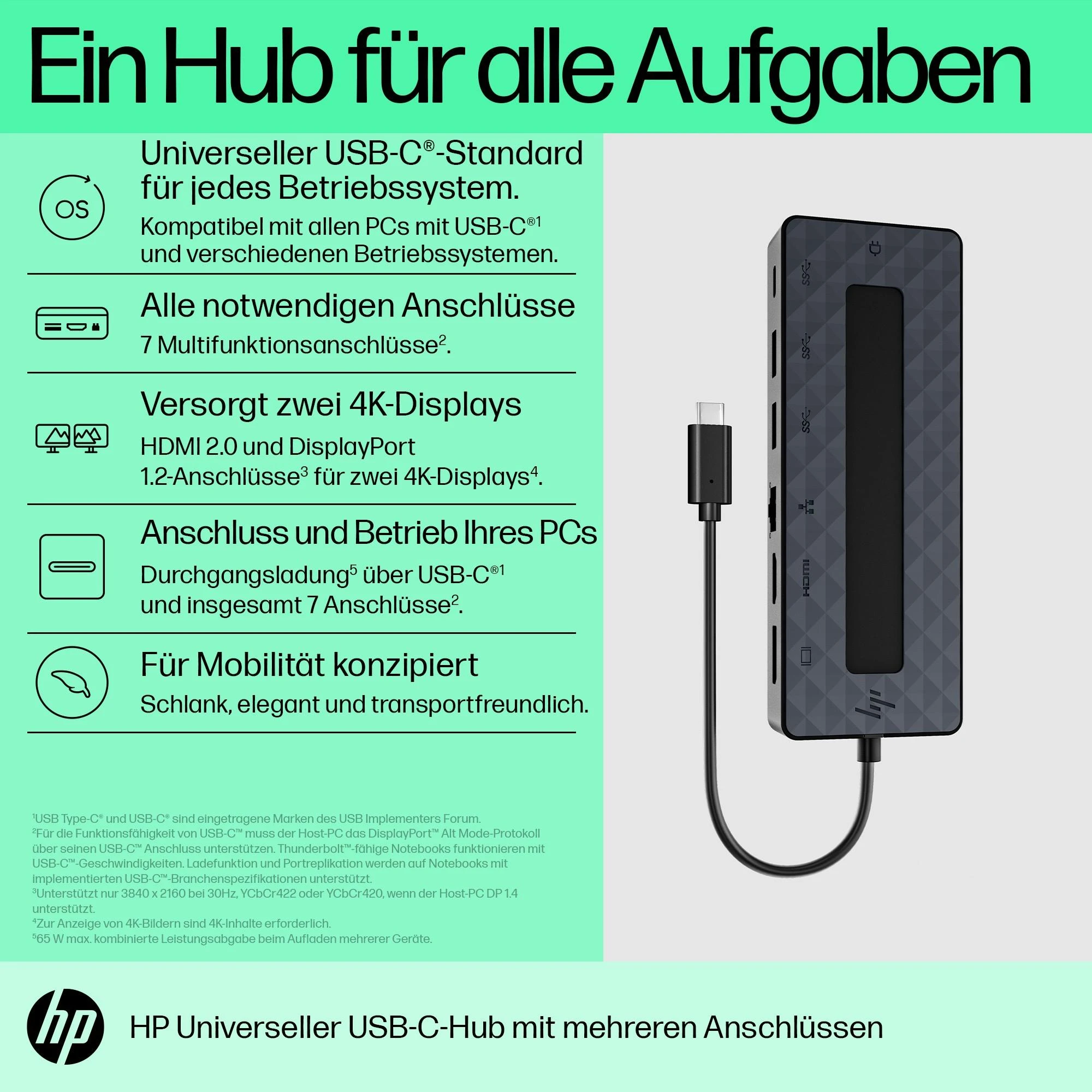 Hewlett Packard (HP) HP universalus USB-C kelių prievadų šakotuvas