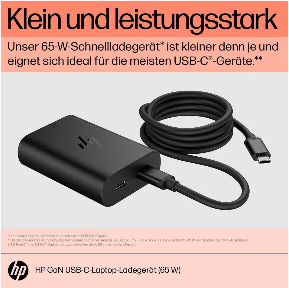 Hewlett Packard (HP) HP 65W GaN USB-C Nešiojamas kompiuteris Charger