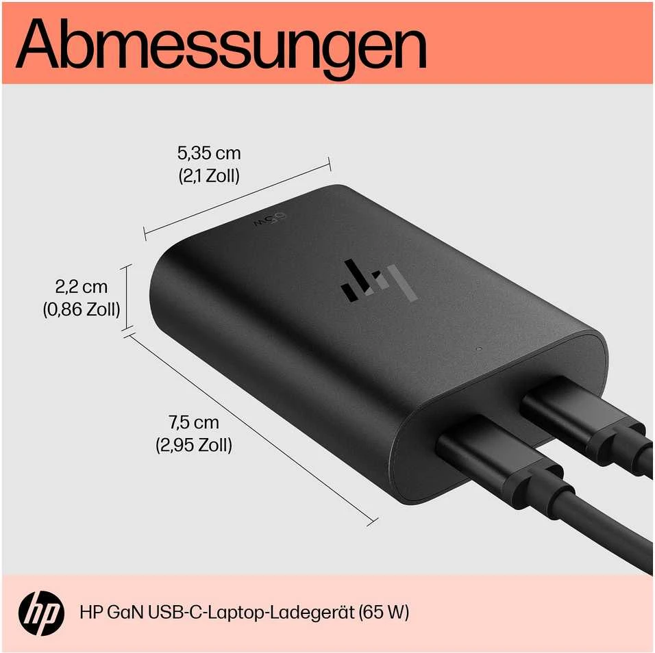Hewlett Packard (HP) HP 65W GaN USB-C Nešiojamas kompiuteris Charger